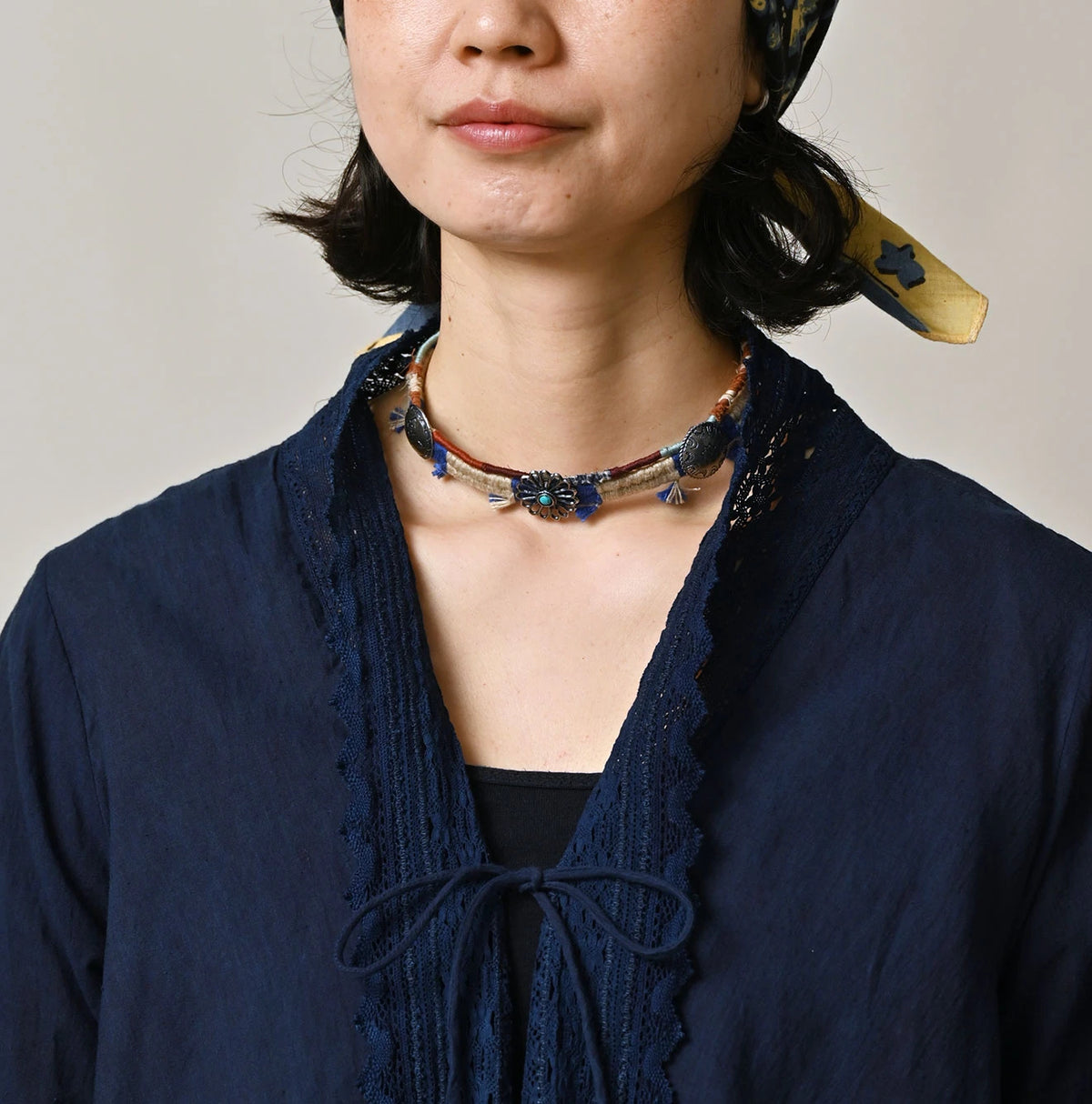 45R Ai Indigo Khadi Lace Cache-Coeur