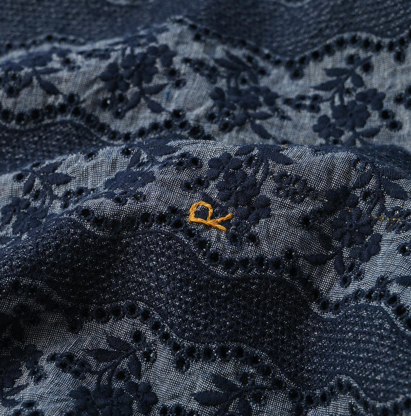 Indigo Hakeme Cutwork M-shirt - 45R by 45rpm studio