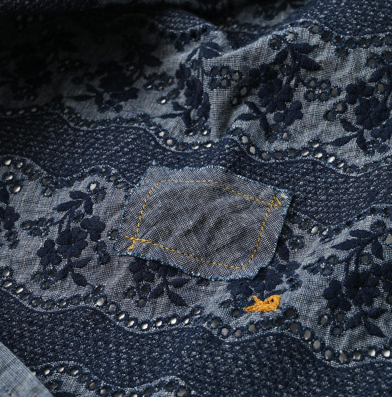 Indigo Hakeme Cutwork M-shirt - 45R by 45rpm studio