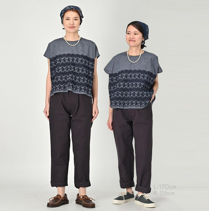 Indigo Hakeme Cutwork M-shirt - 45R by 45rpm studio