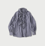 45R Gauze Gingham Frill Coupe Shirt