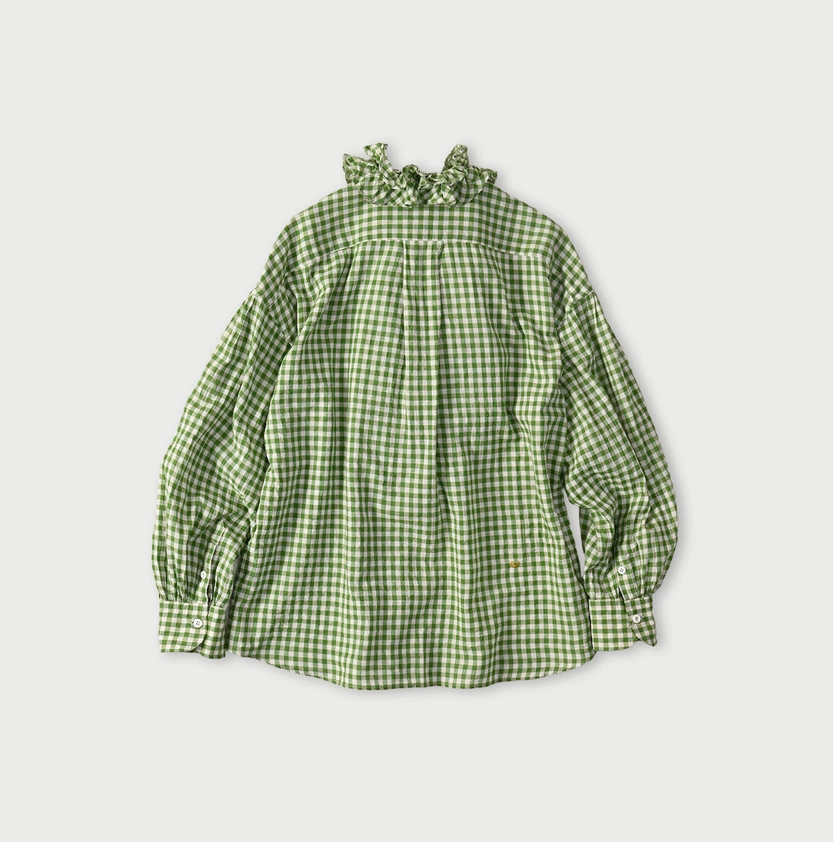 45R Gauze Gingham Frill Coupe Shirt