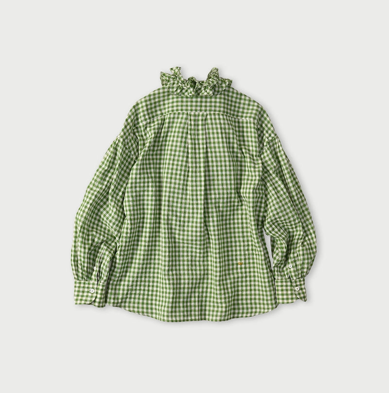 45R Gauze Gingham Frill Coupe Shirt - Image 13