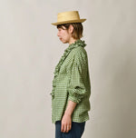 45R Gauze Gingham Frill Coupe Shirt