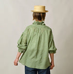 45R Gauze Gingham Frill Coupe Shirt