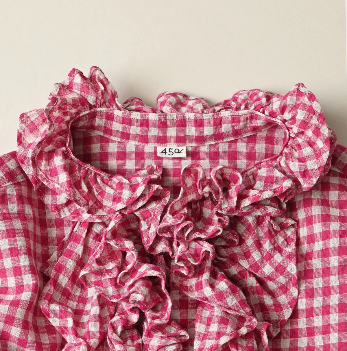 45R Gauze Gingham Frill Coupe Shirt