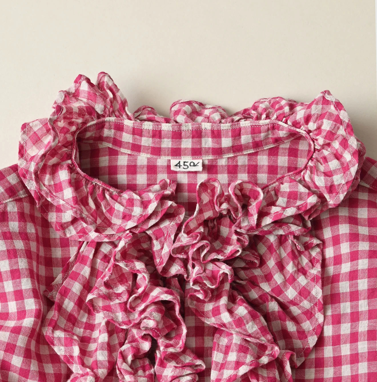 45R Gauze Gingham Frill Coupe Shirt - Image 14