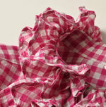 45R Gauze Gingham Frill Coupe Shirt