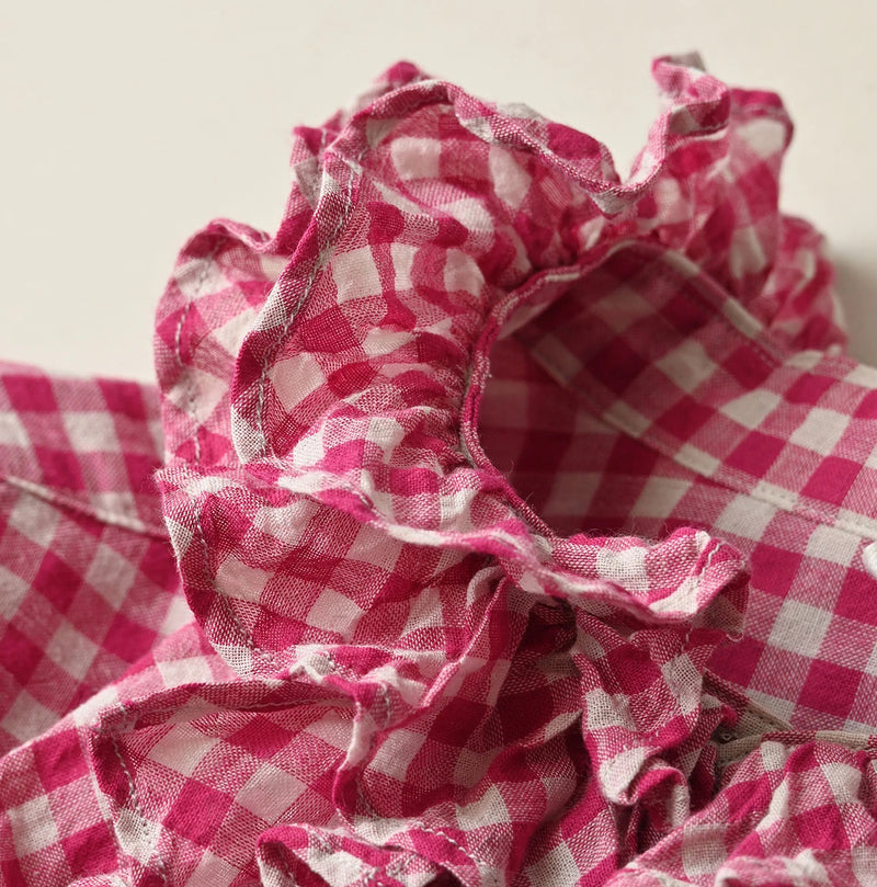 45R Gauze Gingham Frill Coupe Shirt - Image 15