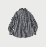 45R Indigo Gauze Gingham Frill Coupe Shirt