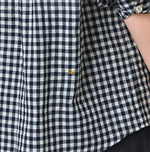 45R Indigo Gauze Gingham Frill Coupe Shirt