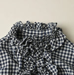 45R Indigo Gauze Gingham Frill Coupe Shirt