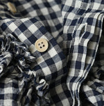 45R Indigo Gauze Gingham Frill Coupe Shirt
