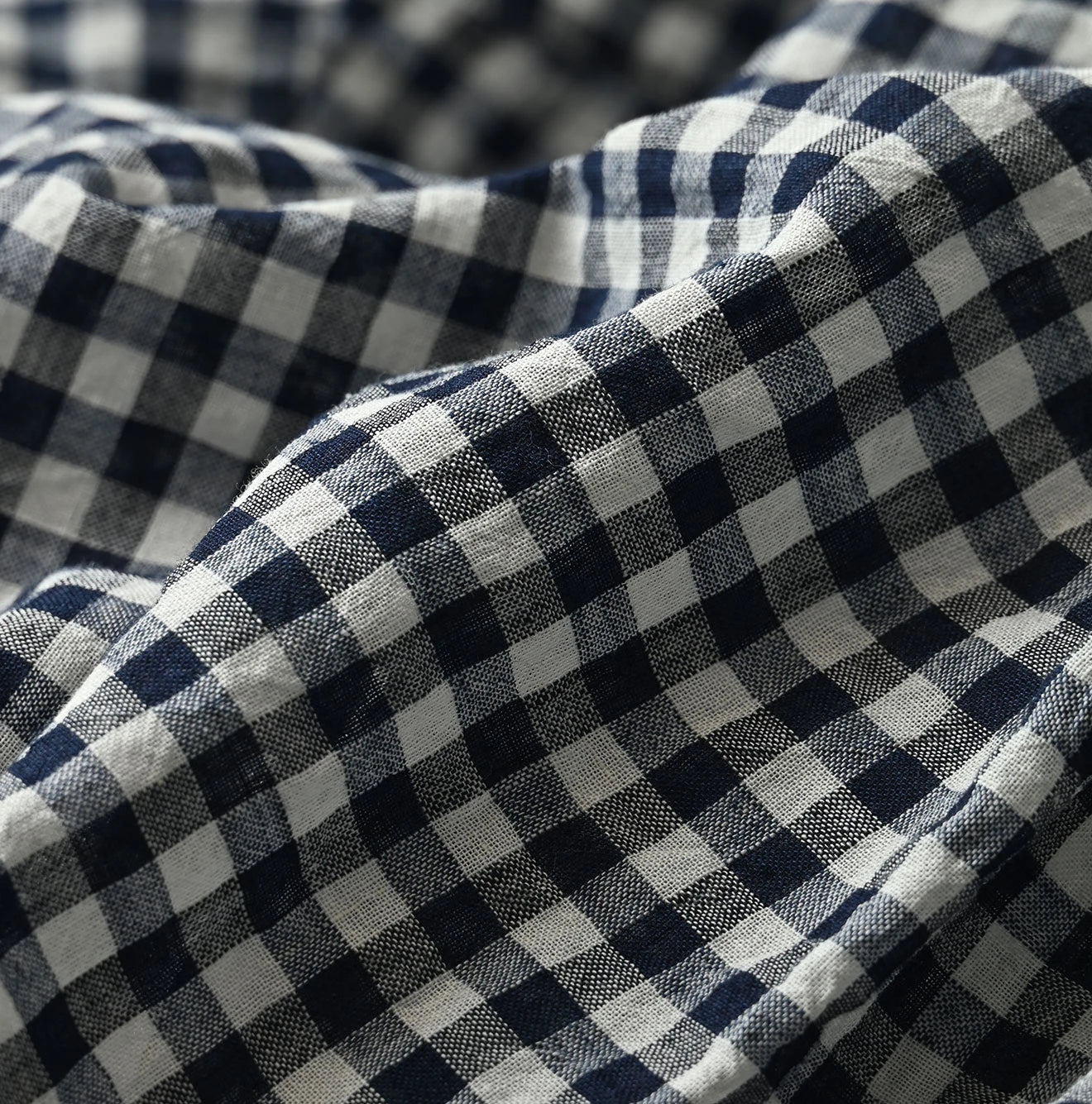 45R Indigo Gauze Gingham Frill Coupe Shirt
