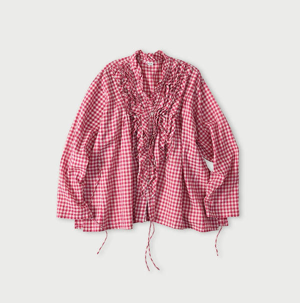 45R Gauze Gingham Frill Cache-Cœur