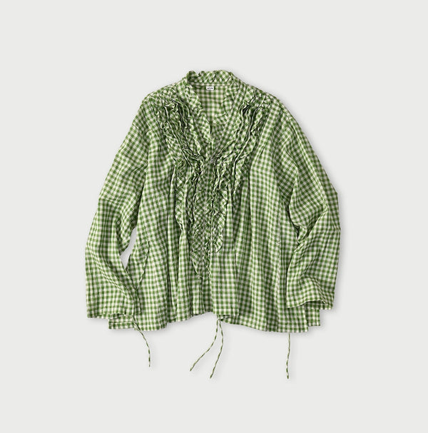 45R Gauze Gingham Frill Cache-Cœur