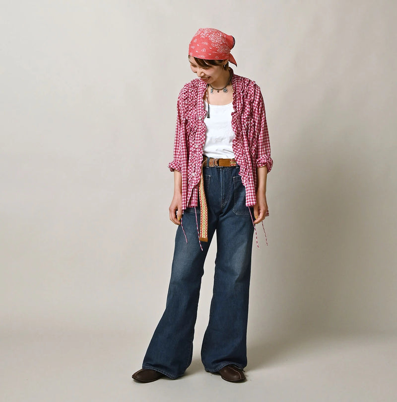 45R Gauze Gingham Frill Cache-Cœur - Image 5