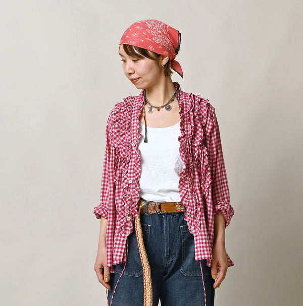 45R Gauze Gingham Frill Cache-Cœur