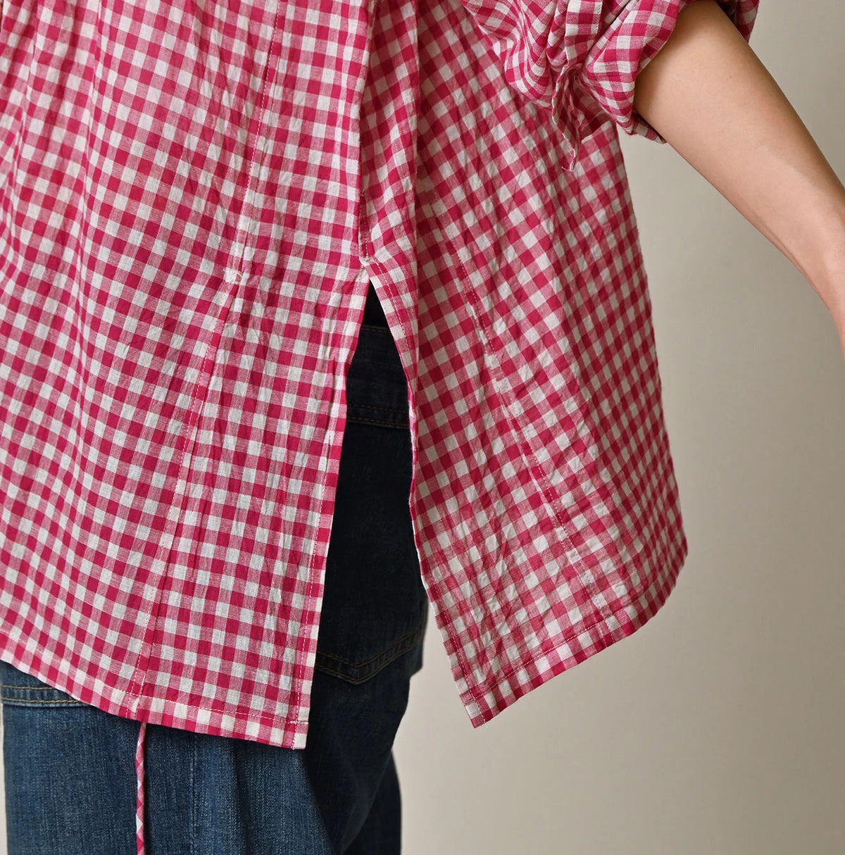 45R Gauze Gingham Frill Cache-Cœur