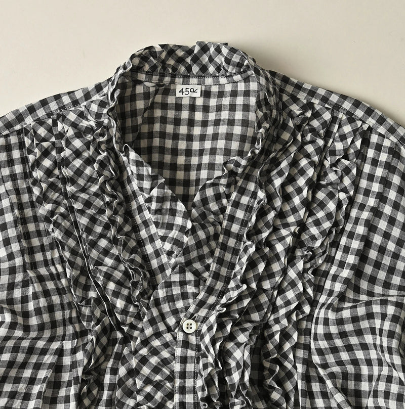 45R Gauze Gingham Frill Cache-Cœur - Image 17