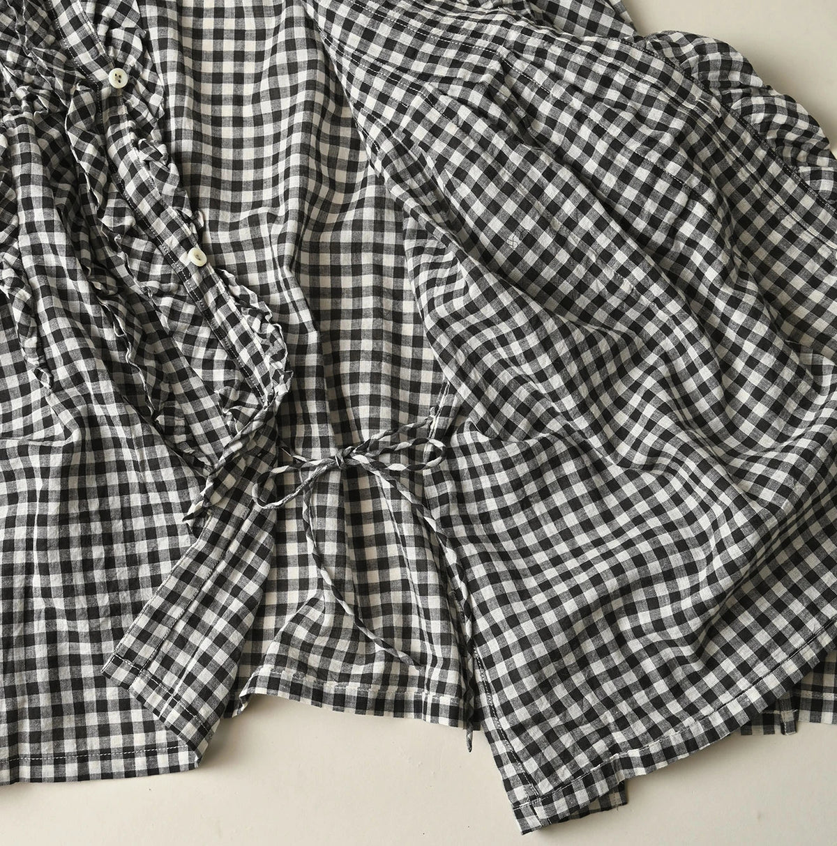 45R Gauze Gingham Frill Cache-Cœur