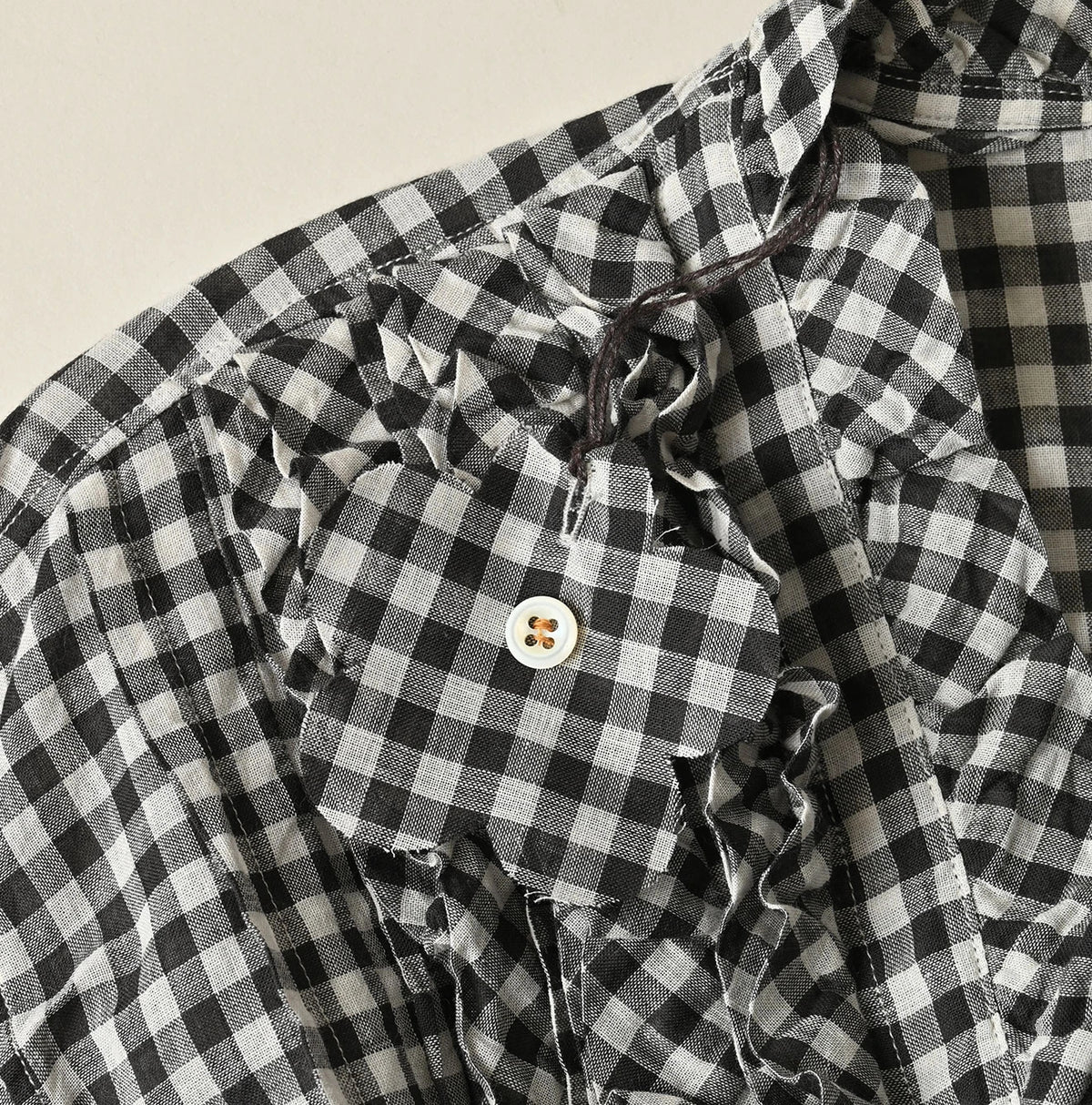 45R Gauze Gingham Frill Cache-Cœur