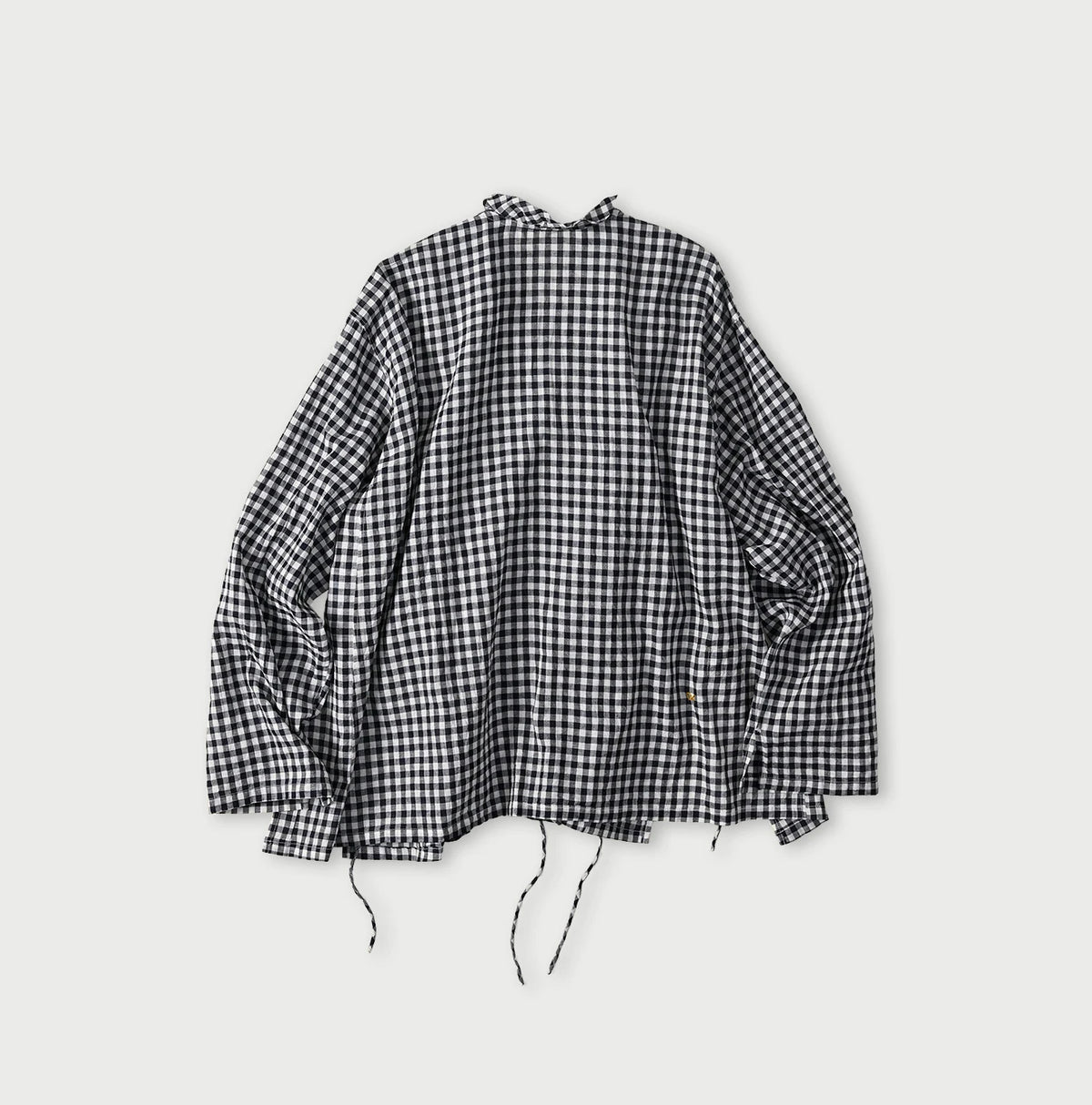 45R Indigo Gauze Gingham Frill Cache-Cœur