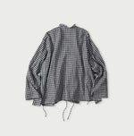 45R Indigo Gauze Gingham Frill Cache-Cœur