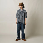 45R Indigo Gauze Gingham Frill Cache-Cœur