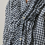 45R Indigo Gauze Gingham Frill Cache-Cœur