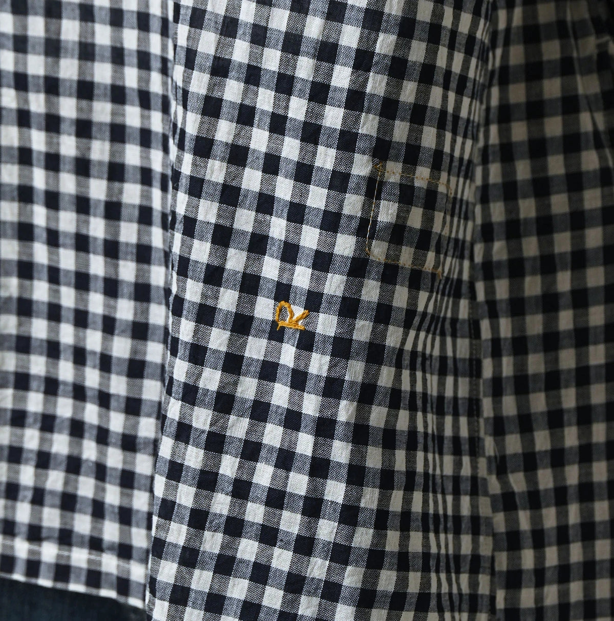 45R Indigo Gauze Gingham Frill Cache-Cœur