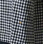 45R Indigo Gauze Gingham Frill Cache-Cœur