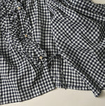 45R Indigo Gauze Gingham Frill Cache-Cœur