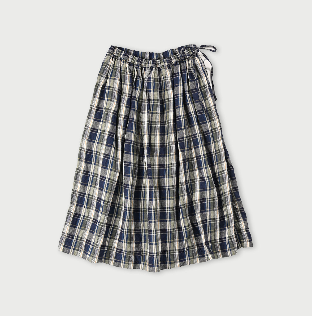 45R Linen Madras Easy Gathered Skirt
