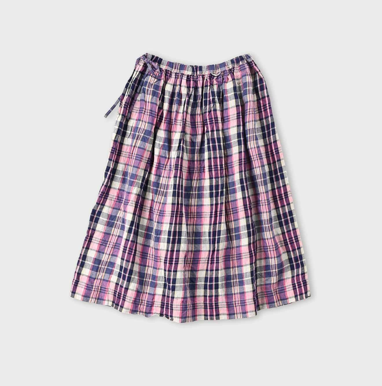 45R Linen Madras Easy Gathered Skirt