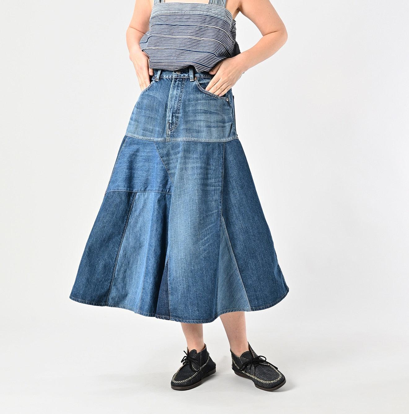 Rye Mugi Denim Charlotte Patchwork Skirt Syou - 45R by 45rpm studio