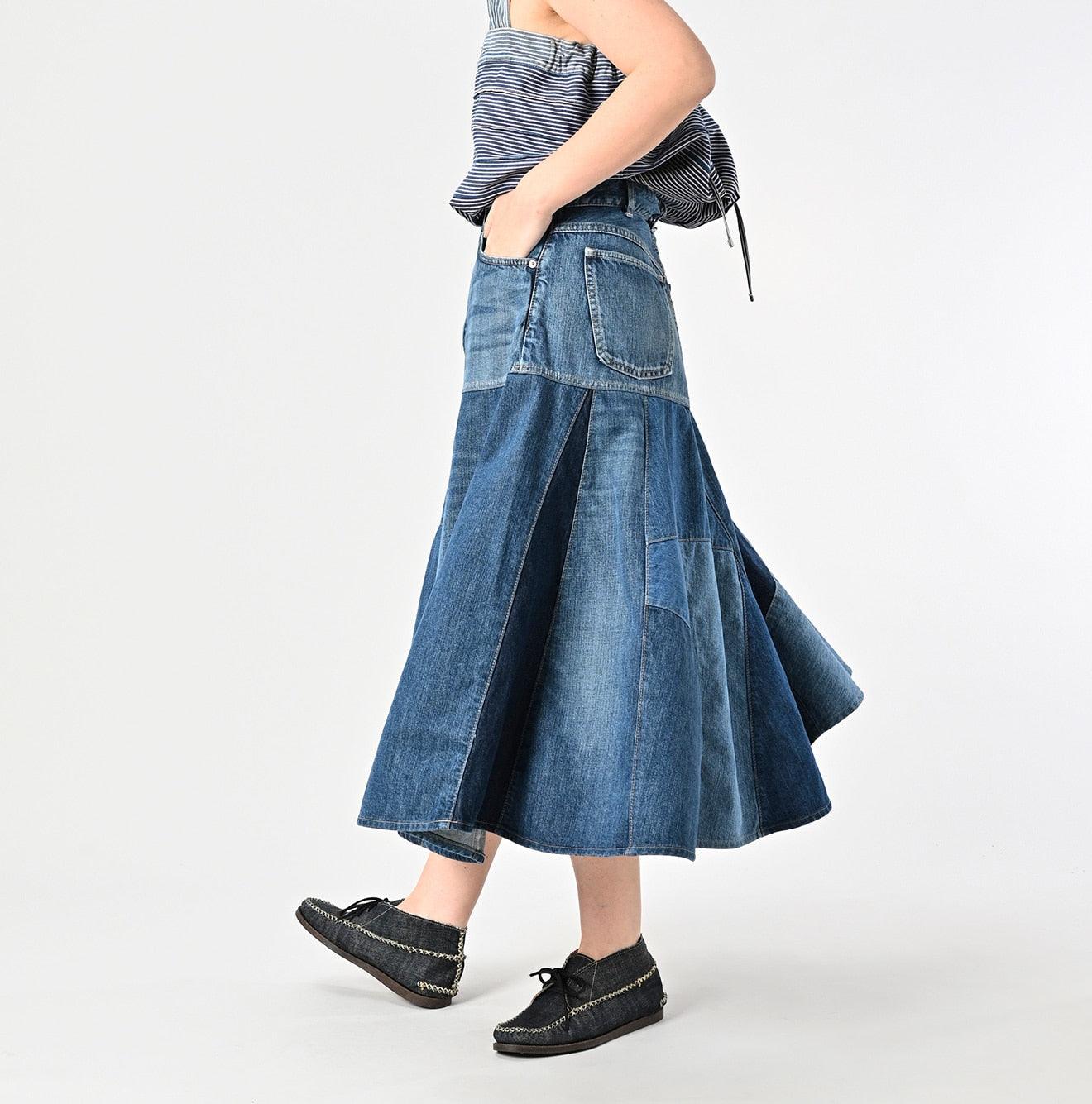 Rye Mugi Denim Charlotte Patchwork Skirt Syou - 45R by 45rpm studio