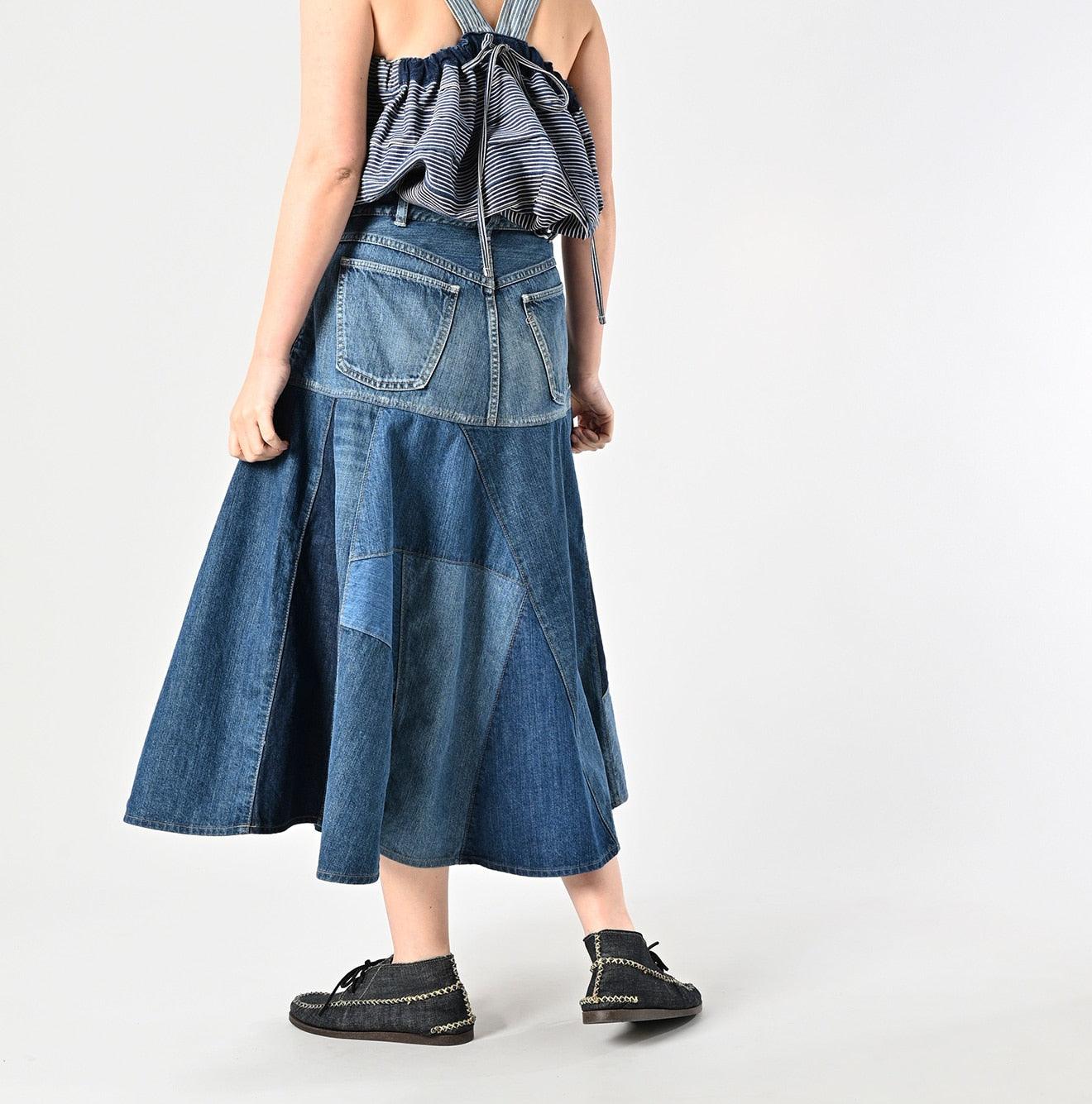 Rye Mugi Denim Charlotte Patchwork Skirt Syou - 45R by 45rpm studio