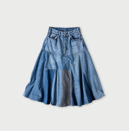 Rye Mugi Denim Charlotte Patchwork Skirt Tan - 45R by 45rpm studio