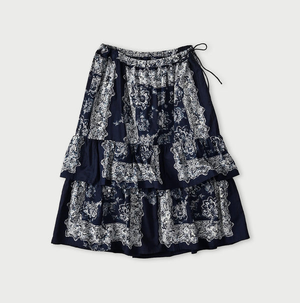 Indigo Bandana Paisley Tiered Frill Petti Skirt