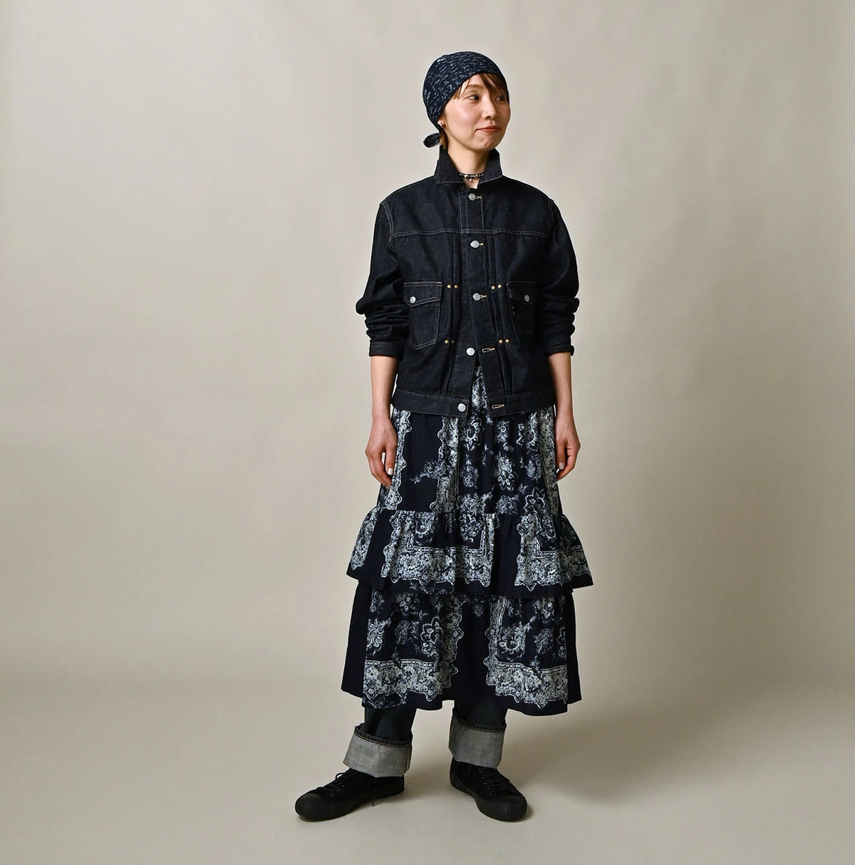 Indigo Bandana Paisley Tiered Frill Petti Skirt