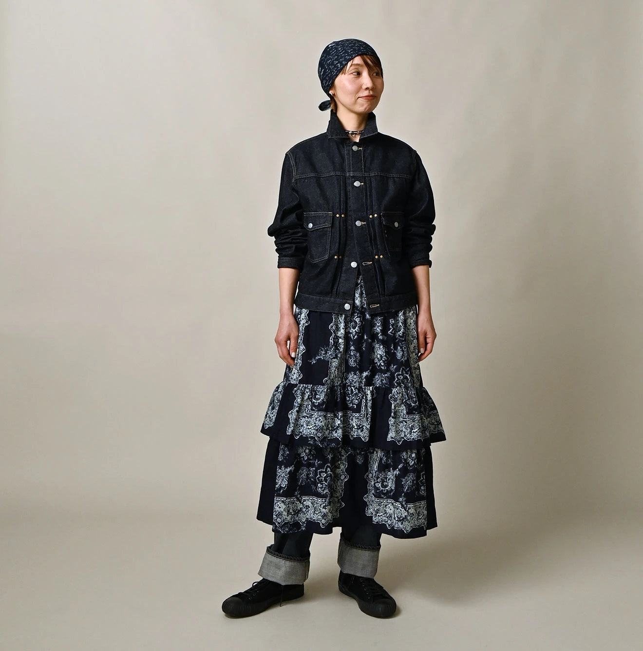 Indigo Bandana Paisley Tiered Frill Petti Skirt - Image 2