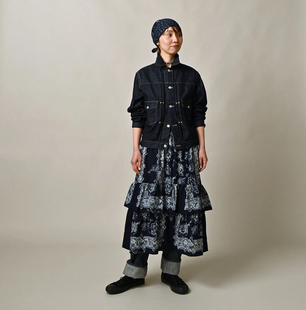 Indigo Bandana Paisley Tiered Frill Petti Skirt