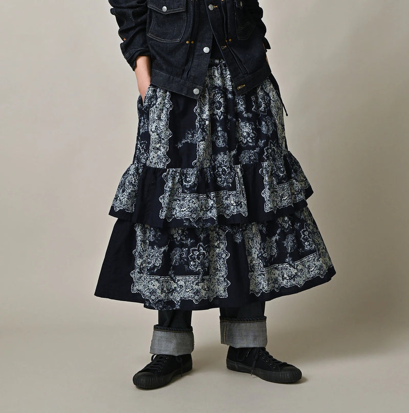 Indigo Bandana Paisley Tiered Frill Petti Skirt - Image 3