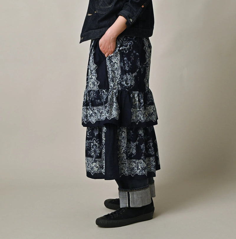 Indigo Bandana Paisley Tiered Frill Petti Skirt - Image 4
