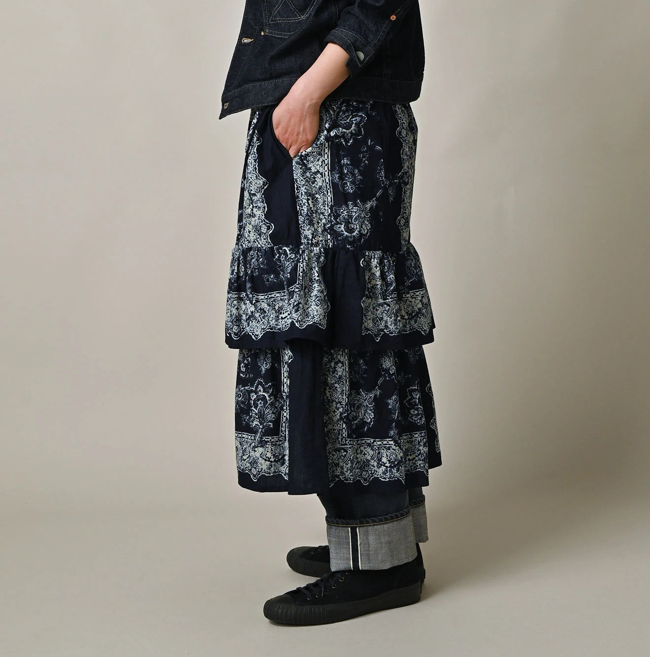 Indigo Bandana Paisley Tiered Frill Petti Skirt - Image 4