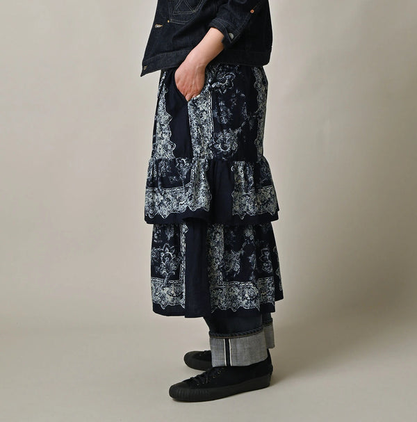 Indigo Bandana Paisley Tiered Frill Petti Skirt