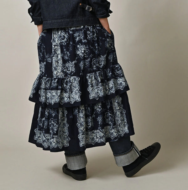 Indigo Bandana Paisley Tiered Frill Petti Skirt