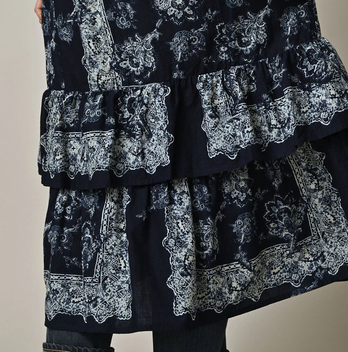 Indigo Bandana Paisley Tiered Frill Petti Skirt