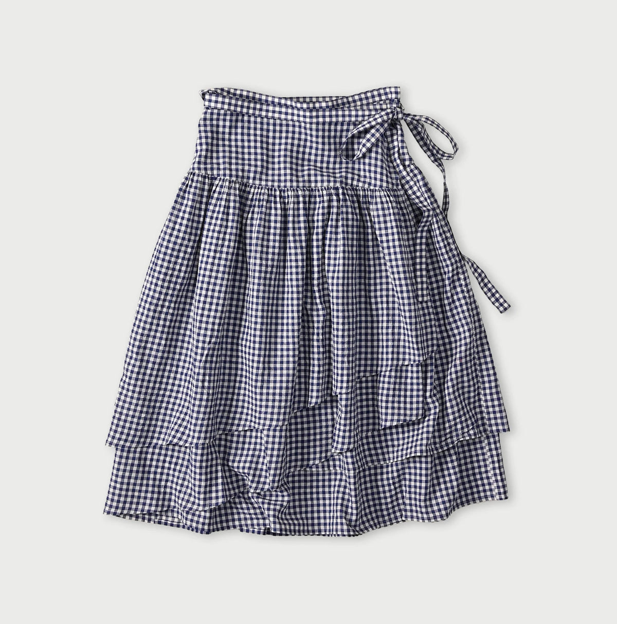 45R Gauze Gingham Wrap Frill Skirt